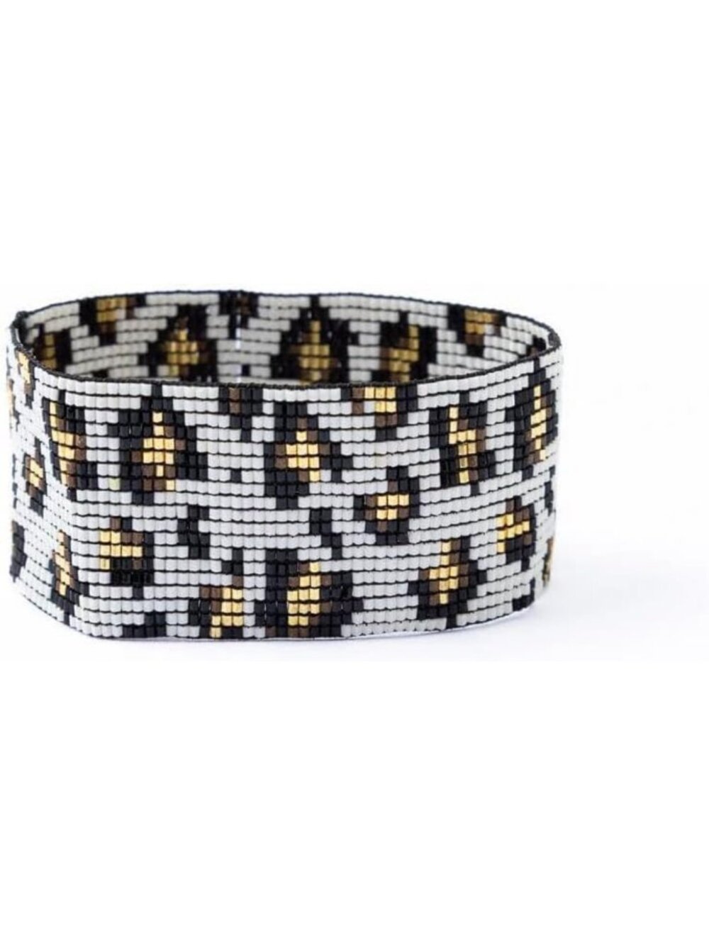Handmade Boho Beaded Cuff Bracelet for Women, Stretch Seed Bead Jewelry, 1.5